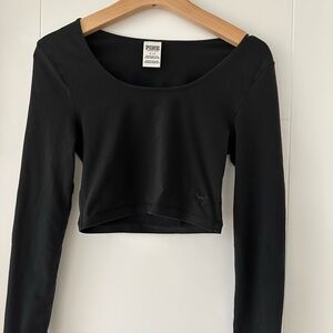 PINK Victoria's Secret Black Long Sleeve cropped top